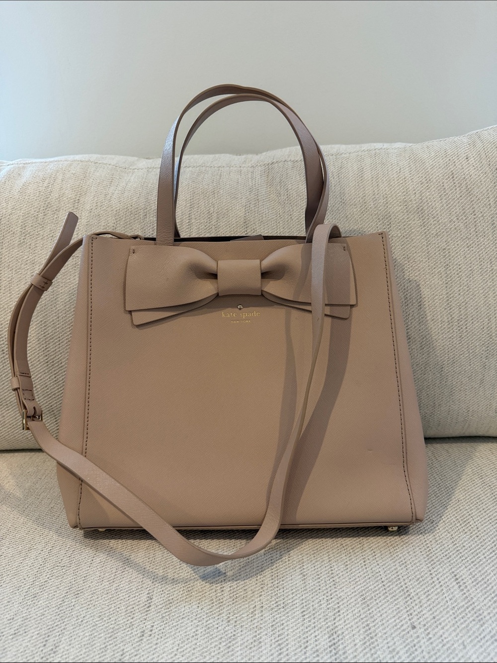 kate spade Blush Taupe Bow Satchel-new